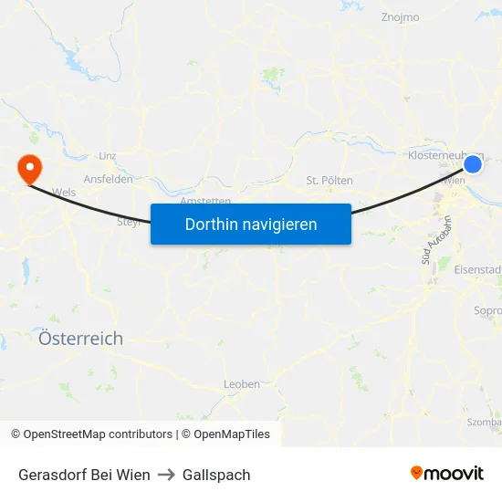 Gerasdorf Bei Wien to Gallspach map