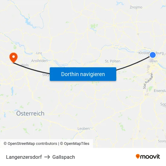 Langenzersdorf to Gallspach map