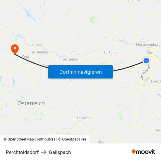 Perchtoldsdorf to Gallspach map