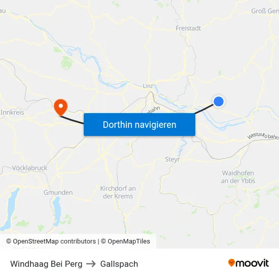 Windhaag Bei Perg to Gallspach map