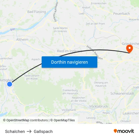 Schalchen to Gallspach map