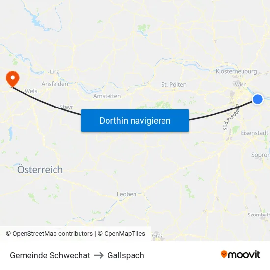 Gemeinde Schwechat to Gallspach map