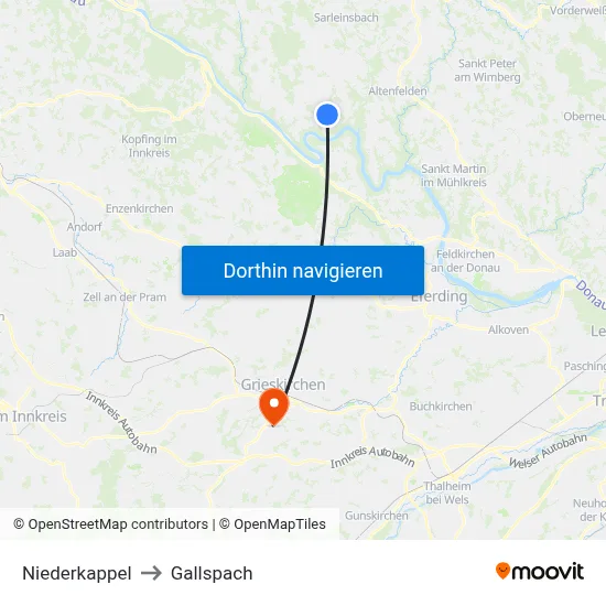 Niederkappel to Gallspach map