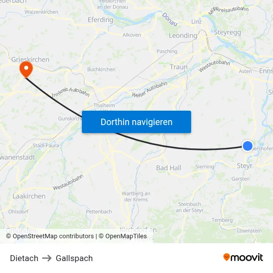 Dietach to Gallspach map