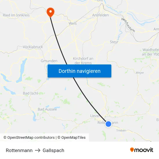 Rottenmann to Gallspach map