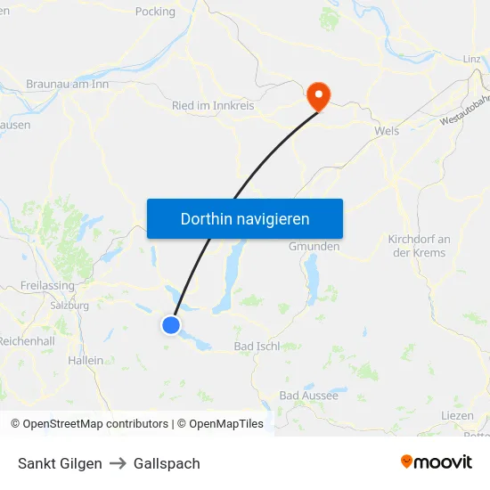 Sankt Gilgen to Gallspach map