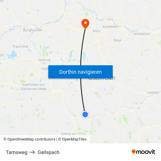 Tamsweg to Gallspach map