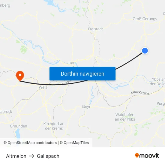 Altmelon to Gallspach map