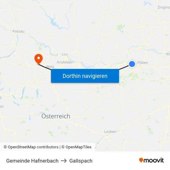 Gemeinde Hafnerbach to Gallspach map