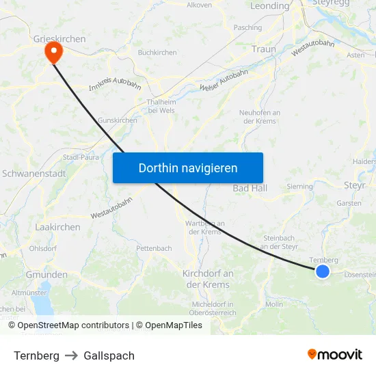Ternberg to Gallspach map