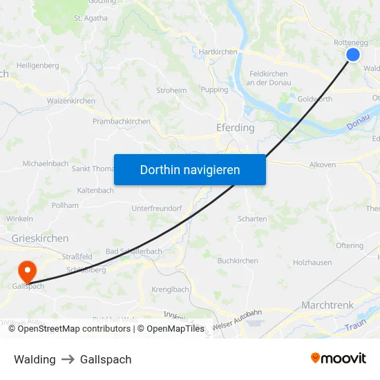 Walding to Gallspach map