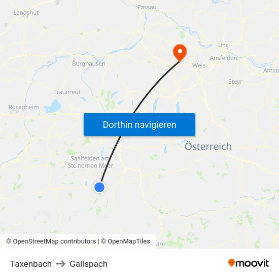 Taxenbach to Gallspach map