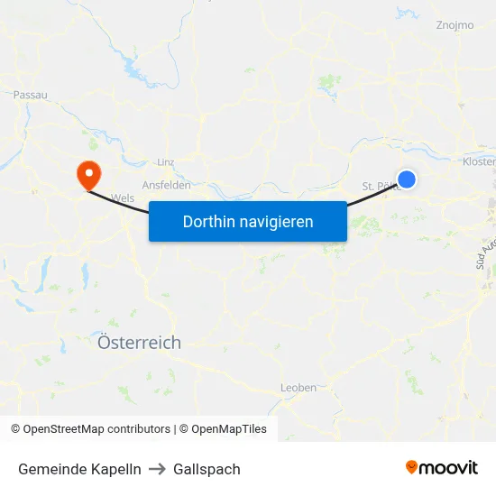 Gemeinde Kapelln to Gallspach map