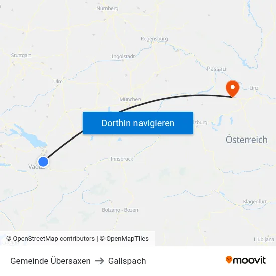 Gemeinde Übersaxen to Gallspach map