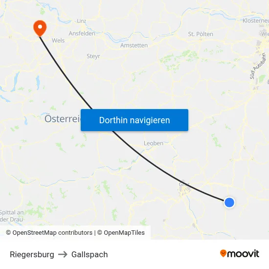 Riegersburg to Gallspach map