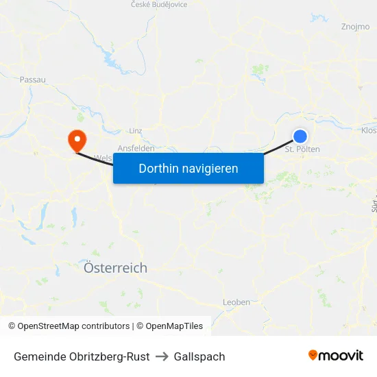 Gemeinde Obritzberg-Rust to Gallspach map