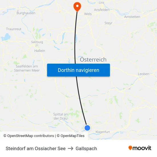 Steindorf am Ossiacher See to Gallspach map