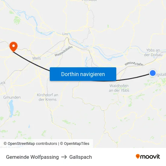 Gemeinde Wolfpassing to Gallspach map