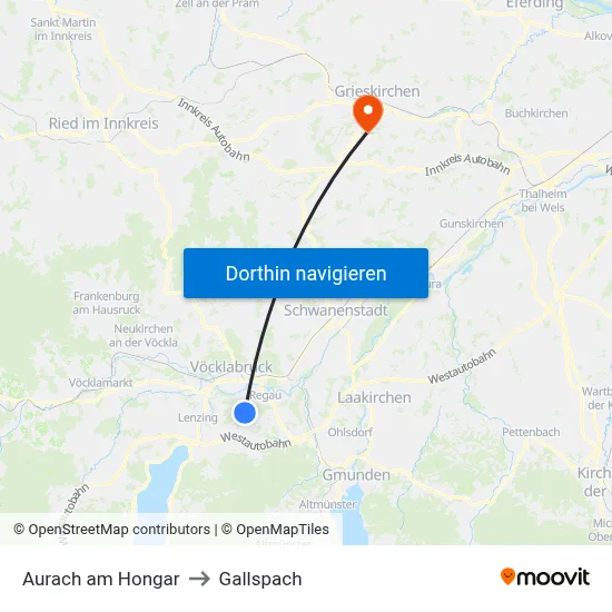 Aurach am Hongar to Gallspach map
