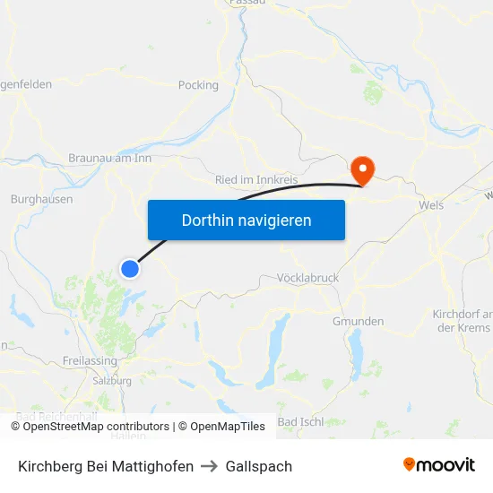 Kirchberg Bei Mattighofen to Gallspach map