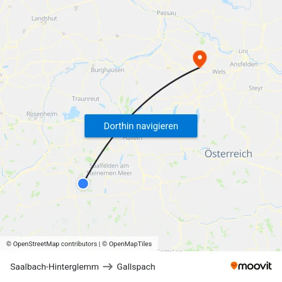 Saalbach-Hinterglemm to Gallspach map