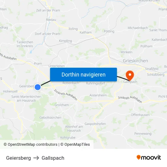 Geiersberg to Gallspach map