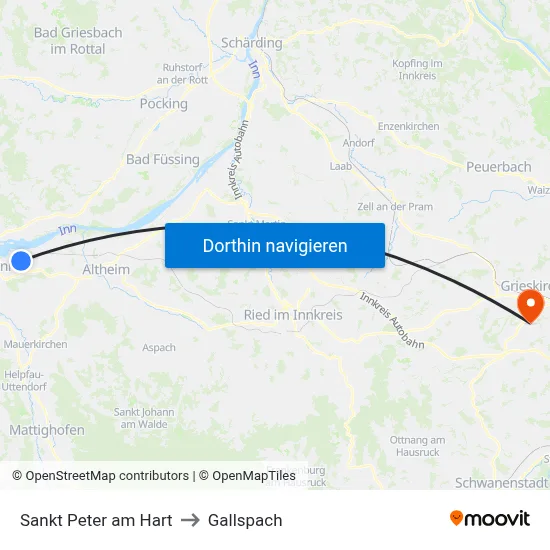 Sankt Peter am Hart to Gallspach map