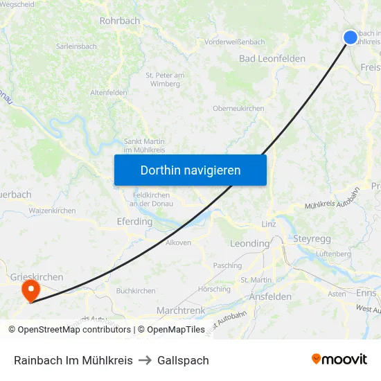 Rainbach Im Mühlkreis to Gallspach map