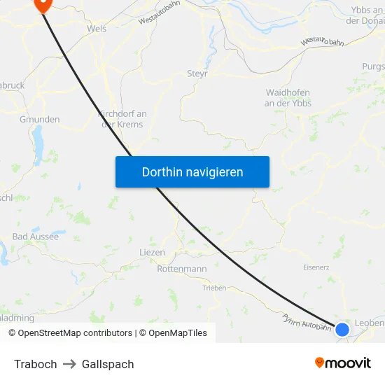 Traboch to Gallspach map