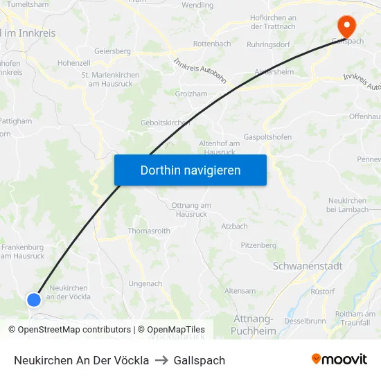 Neukirchen An Der Vöckla to Gallspach map