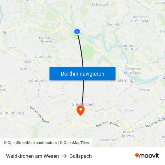 Waldkirchen am Wesen to Gallspach map