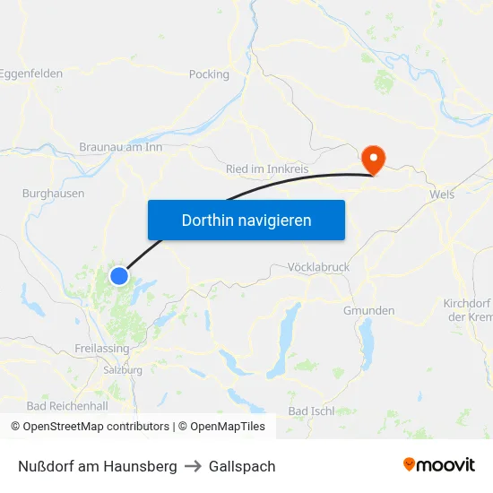 Nußdorf am Haunsberg to Gallspach map