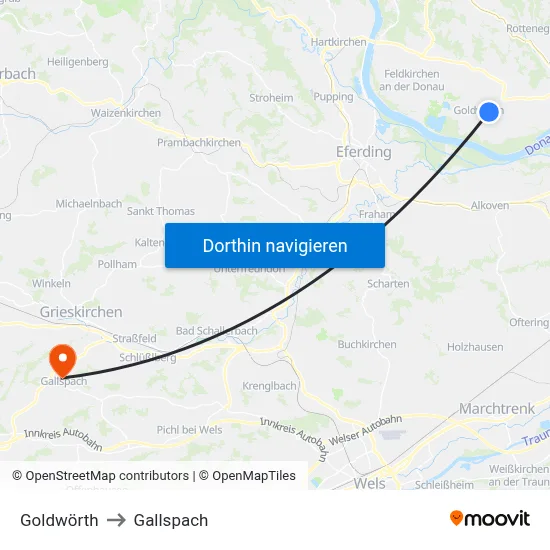 Goldwörth to Gallspach map
