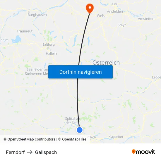 Ferndorf to Gallspach map