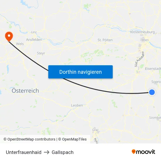 Unterfrauenhaid to Gallspach map
