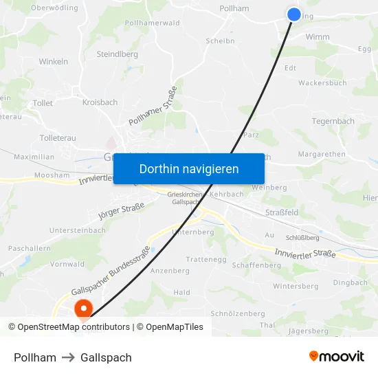 Pollham to Gallspach map