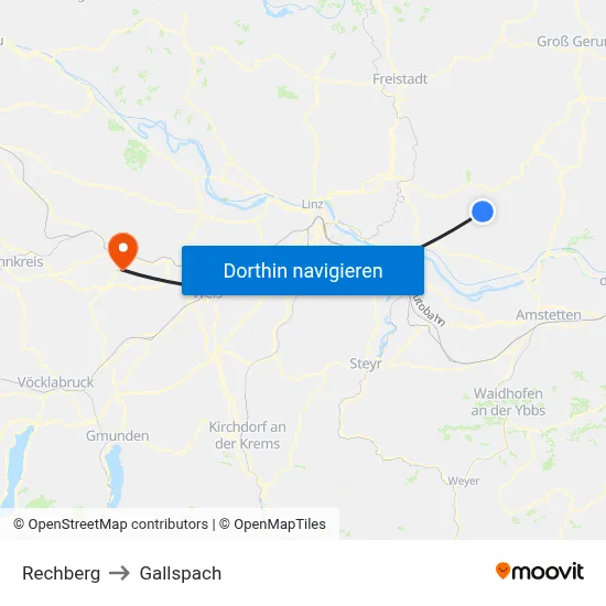 Rechberg to Gallspach map
