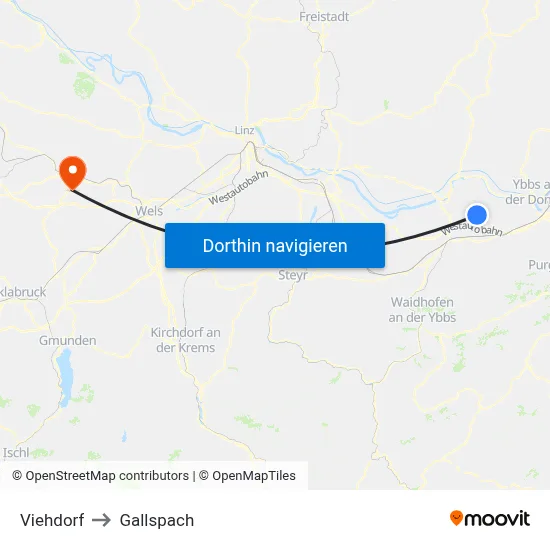 Viehdorf to Gallspach map