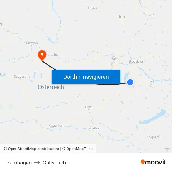 Pamhagen to Gallspach map