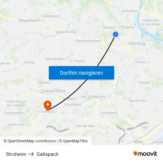 Stroheim to Gallspach map