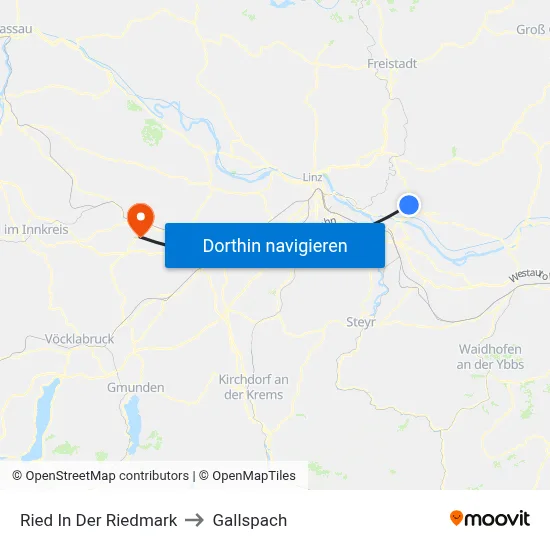 Ried In Der Riedmark to Gallspach map