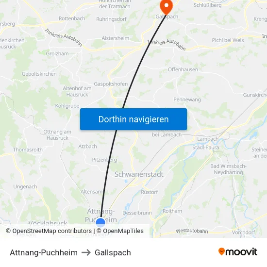 Attnang-Puchheim to Gallspach map