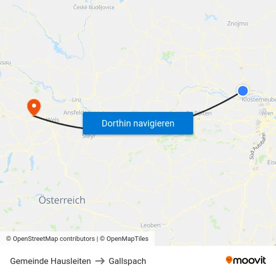 Gemeinde Hausleiten to Gallspach map