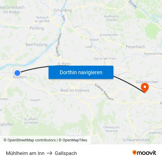 Mühlheim am Inn to Gallspach map