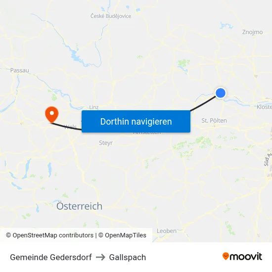 Gemeinde Gedersdorf to Gallspach map