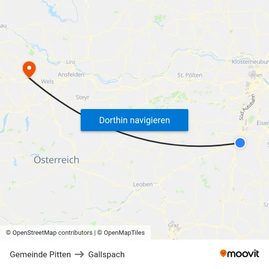 Gemeinde Pitten to Gallspach map
