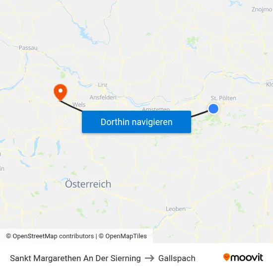 Sankt Margarethen An Der Sierning to Gallspach map