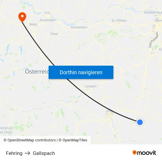 Fehring to Gallspach map