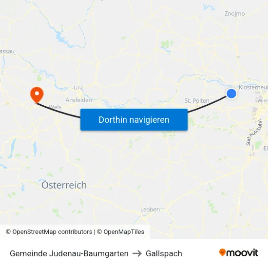 Gemeinde Judenau-Baumgarten to Gallspach map
