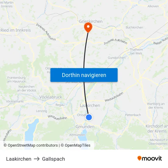 Laakirchen to Gallspach map